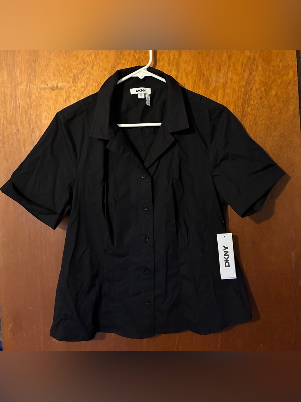 DKNY Black Short-Sleeve Button Down Shirt